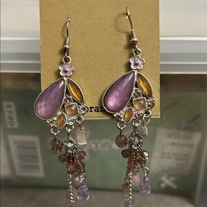 Chic Purple and Gold Dangle Earrings